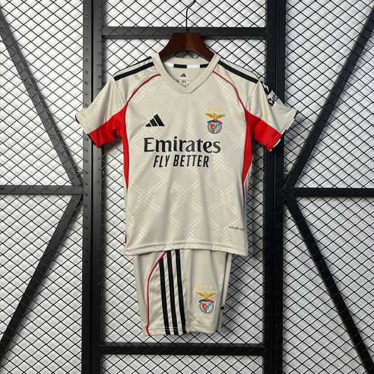 Kit Criança Benfica 2025-26 Alternativo Bege ENTREGA IMEDIATA