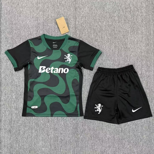 Kit Criança Sporting 2025-26 Alternativo Verde ENTREGA IMEDIATA
