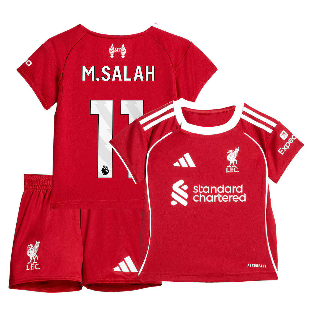Kit Criança Liverpool 2025-26 Principal M.SALAH 11 Entrega Imediata