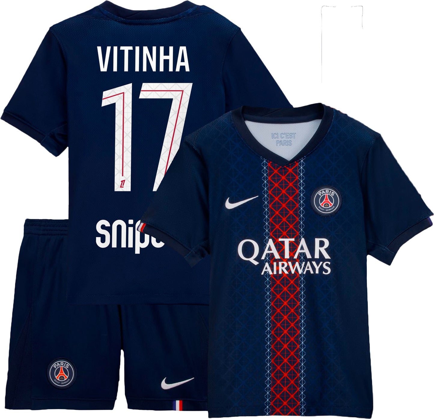 Kit Criança PSG 2025-26 Principal VITINHA 17 Entrega Imediata